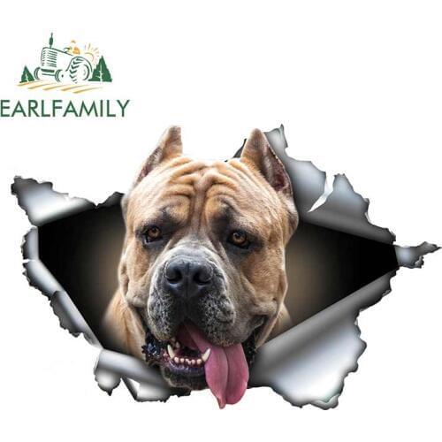 EARLFAMILY 13cm x 8.6cm Fawn Cane Corso Car Sticker Torn Metal Decal Reflective Stickers Window Car Bumper Decoration Pet Decals