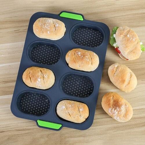 Food Grade Silicone Bread Pan Mold Toast Bread Mold Cake Tray Oval Non-stick Bakeware Mold Breadstick Roll Bakery Baking Tool