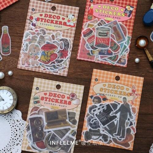 40pcs/1lot kawaii Stationery Sticker Retro nostalgia Diary Planner junk journal Decorative Scrapbooking DIY Craft Sticker