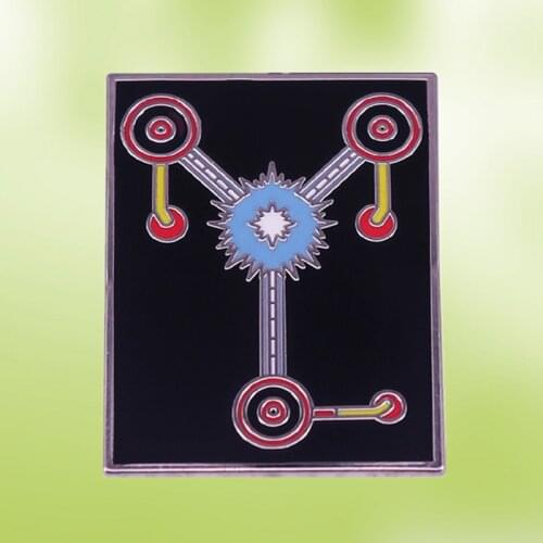 Flux Capacitor Marty McFly time traveling DeLorean automobile enamel pin Robert Zemeckis science fiction film brooch badge