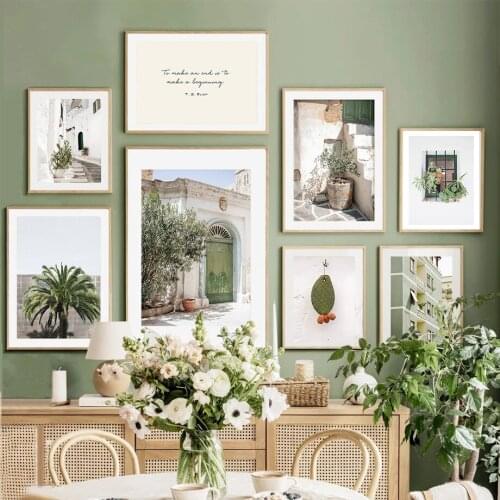 Italy Landscape Wall Art Poster Print Cactus Green Door Flower Decoration Pictures For Living Room Canvas Painting Home Decor