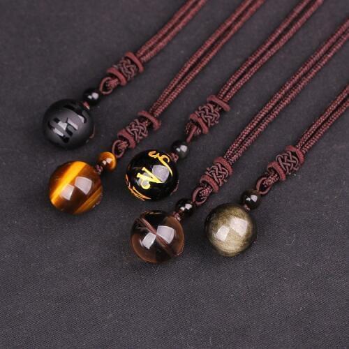 16 mm natural stone wholesale Jin Yao pendant obsidian Shi Cai eye couple necklace womens transport bead pendant
