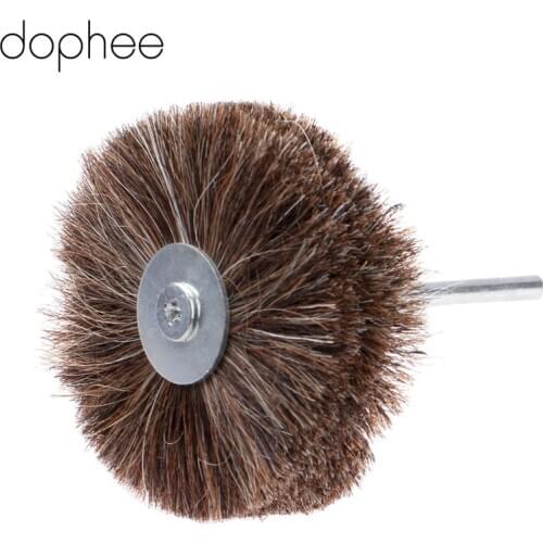 Dophee 1/4" Shank Dremel Accessorie 85mm Horse Hair Brush Buffing Grinding Wheel For Wood Carving Polishing Waxing Grinding Tool