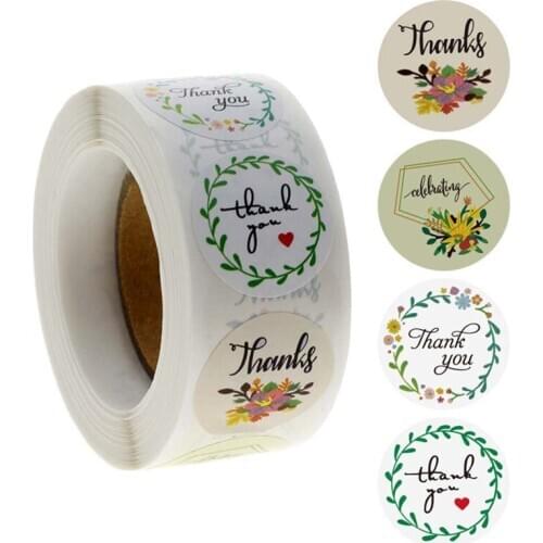 500pcs Round Floral Thank You Stickers 1inch for Wedding Party Envelope Seal
