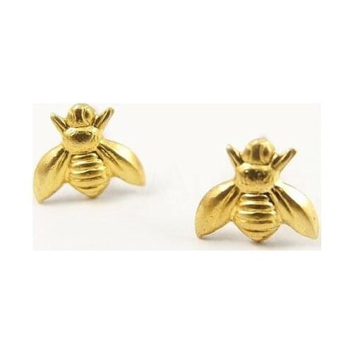 Honey Bee Earrings Tiny Honeybee Stud Earrings Woodland Insect Fly Bird Honey Bumble Bee Stud Earrings
