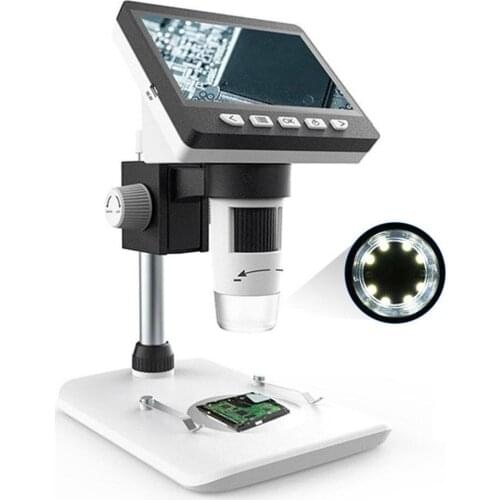1000X HD1080P 4.3 Inch LCD Digital Microscope Portable Desktop Microscope Magnifier Magnifying Glass Set Support 10 Languages