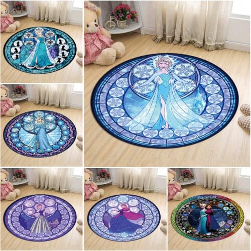 Cartoon Anime Round Carpet Rug Non-Slip Gaming Mat Absorbent Floor Mat Princess Of The Snow Kingdom Rugs For Livingroom Bedroom