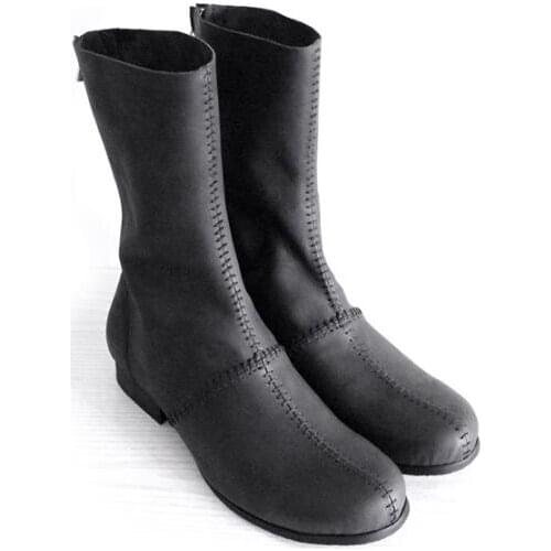 New fashion black Nubuck Leather round toe men boots genuine leather mid-calf boots men shoes retro zipper mens boots