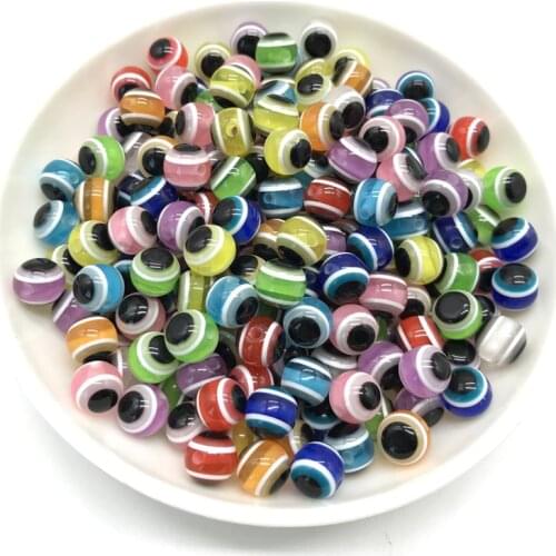 Wholesale 6/8 /10mm Round Resin Gasket Beads Mixed Evil Eye Beads For Jewelry Making Accessories #11