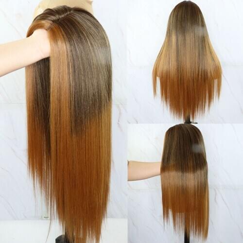 Beautiful Diary Silky Straight Wigs Futura Hair Heat Resistant Synthetic Hair Wigs For Women Ombre Color Cosplay Wigs