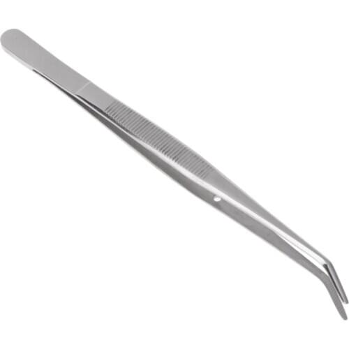 Stainless Steel Tweezers Serrated Curved Dental Instruments Dental Tool