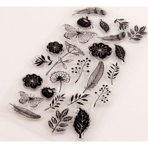 Transparent Silicone Clear Stamp Vintage Butterfly Flower For Scrapbooking DIY Craft Decoration Soft Stamp Kids Stationery