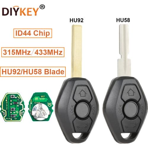 KEYECU EWS Remote Key Fob 315/433MHz ID44 Chip for BMW E81 E46 E39 E63 E38 E83 E53 E36 HU92/HU58 Blade