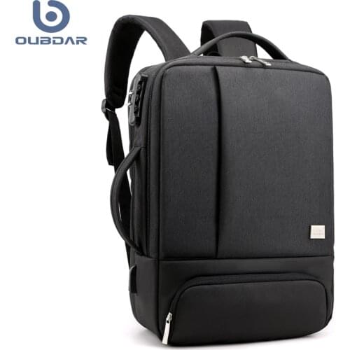 OUBDAR 2020 New Men Backpack USB Charging 15.6 Inches Laptop Back Pack Waterproof Multifunction Business Travel Unisex Backbags