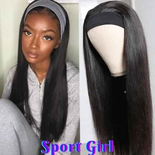 Sapphire Headband Human Hair Wigs No Lace Human Hair Easy Wear Half Wig Brazilian Straight Hair Headband Wig REAL Natural Hair