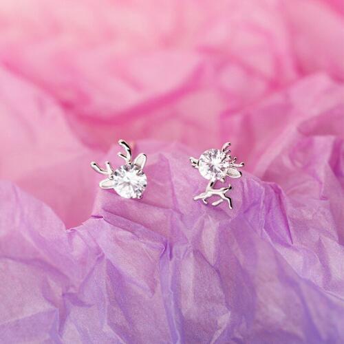 MloveAcc Presents 925 Sterling Silver Clear CZ Elk Deer Sparkling Stud Earrings Fashion Jewelry Special Store