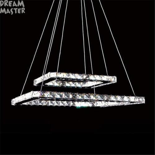 Modern 2 rectangle LED chandelier Fixture K9 crystal Rectangle LEDs Lamp for Dining Living room lustres ceiling Hanging Lighting