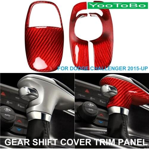 LHD Car Styling Carbon Fiber Central Gear Shift Knob Cover Trim Panel Sticker For Dodge Challenger 2015 2016 2017 2018 2019 2020