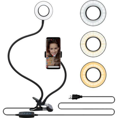 Photo Studio Selfie LED Ring Light with Cell Phone Mobile Holder for Youtube Live Steam Makeup Camera Lamp for Mobil phone