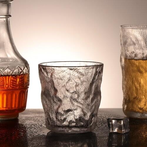 Heat Resistant Transparent Crystal Cup Hand Made Foreign Wine Glass Whiskey Glass Home Creative Beer Stripes Fashion Glass Cup