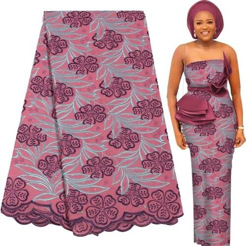 Fabricbob 2021 Swiss Voile Cotton Lace Fabric High Quality Embroidery African Lace Fabric 2.5 Yards Nigerian Party Soft Gown
