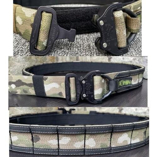 Military Tactical Belt Shooting Vertical Landing CS Outdoor Training Hunting 1.75 Inch 4.5CM Fighter Belt Metal Buckle