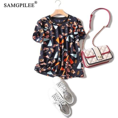 Tops Women 2020 T-shirt Brand Womens Casual Chiffon Oversized T Shirts Short Sleeve Geometric T-shirt For Women Tshirt Oversize