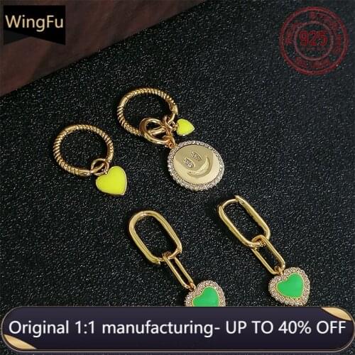 Women925 sterling silver smiley yellow blue love pendant earrings luxury brand monaco jewelry fashion anniversary gift