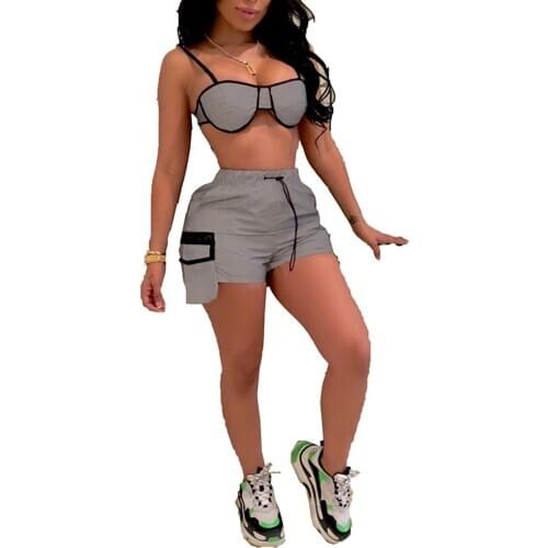 Women Reflective Discoloration Shorts, Sexy Rave Hot Short Pants with Elastic Drawstring