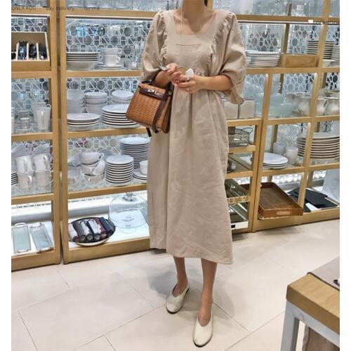 2019 Hot Sale Real None Natural Vestido De Festa Dress Summer Dress 100% And Loose Large Size Long Puff Sleeve A Word Female