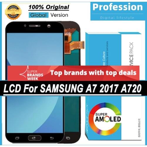 100% Original 5.7'' AMOLED Display for Samsung Galaxy A7 2017 A720 A720F LCD Touch Screen Digitizer Assembly Repair Parts