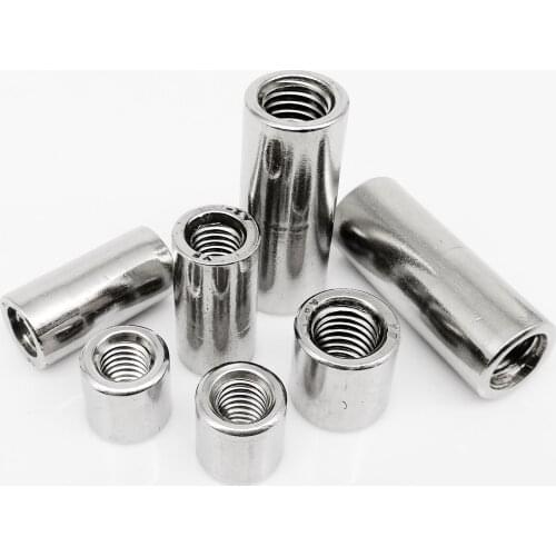 2/10pcs M3 M4 M5 M6 M8 M10 304 Stainless Steel Extend Long Lengthen Round Coupling Nut Connector Joint Sleeve Nut High Quality