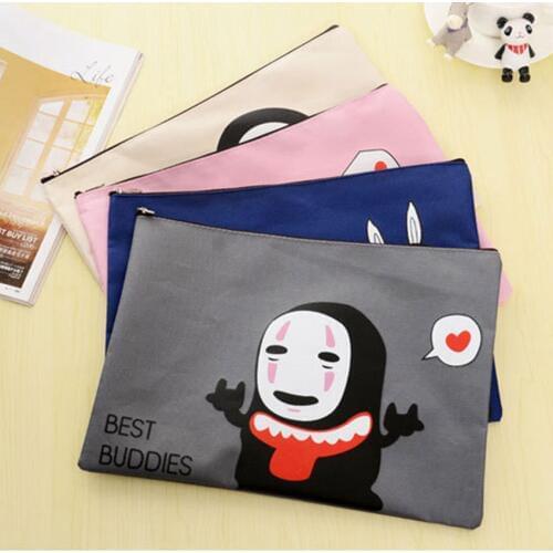 2Pcs Kawaii Cartoon Document Bag File Folder Expanding Folder Cute Filing Products Stationery Bag Office Supply
