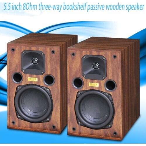 20~100W 5.5 Inch 8ohm Bookshelf Speaker Three-way AE100MKII Reflective HiFi Speaker Three-unit Fever Passive Wooden Speaker