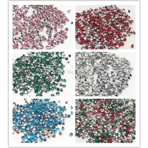 200pcs Mini Wedding Christmas Acrylic Crystal Diamond Table Confetti DIY Crafts Embellishments 5mm or 6mm,6 colors