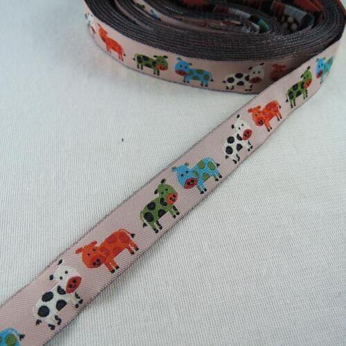 2017 NEW Animal Cows Woven Jacquard Ribbon Trim Polyester Wholesale cartoon dog chain accessories 5/8" 16mm 10Yards/lot CX21