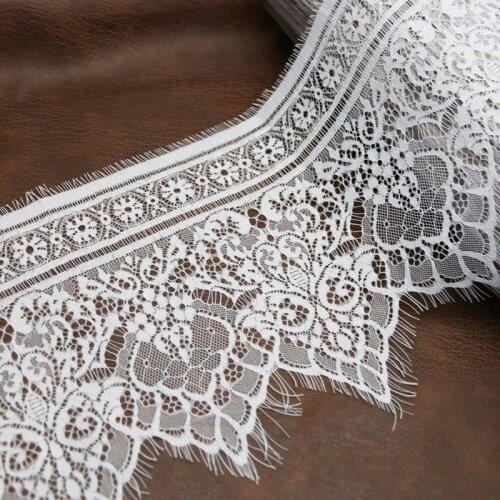 3 meters/lot) 25cm White Eyelash Lace Ribbon Clothing Accessories Lace Material Handmade DIY Trimming Fabric
