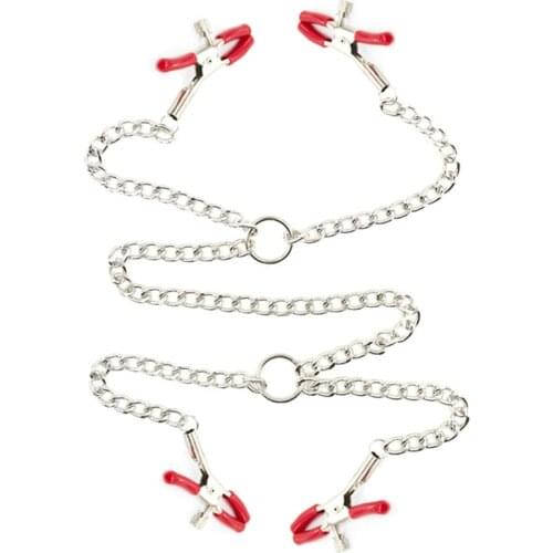 4 BDSM Silver Nipple Clips Clitoris Stimulator Clamp Bondage Vagina Clamps Adult Erotic Pussy Massager Sex Toys For Couples