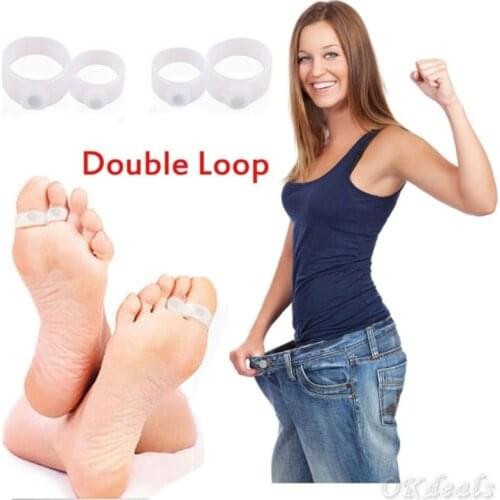 4pcs=2 pair Silicone Foot Massage Magnetic Toe Ring Fat Burning slimming burn Women Lose weight fast reduce body tool
