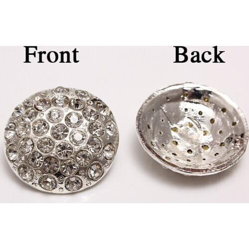 500PCS/LOT) Crystal Button Silver Plated Metal Base Rhinestone Buttons Hooks