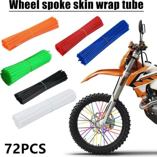72 Pcs Spokes Skins Wrap Tubes Decor Protect for Motorcycle Dirt Bike Wheel Rims Cover