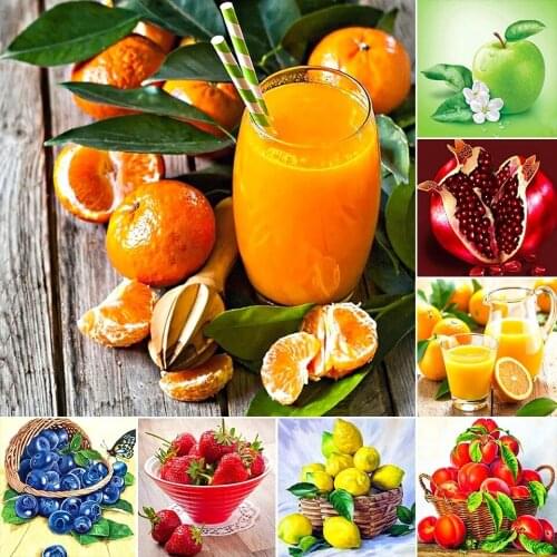 DIY 5D Diamond Painting Fruit Kit Strawberry Lemon Full Drill Embroidery Mosaic Art Picture of Rhinestones Decor New Arrival