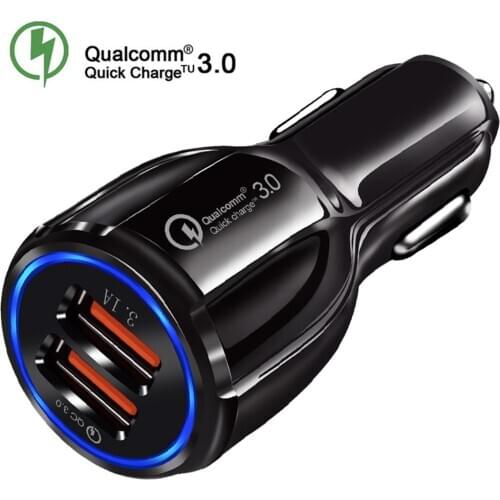 Car Charger Quick Charge 3.0 QC 3.0 Fast Charging Adapter Dual USB Car-Charger For iphone Micro USB Type C Cable Phone Chargers