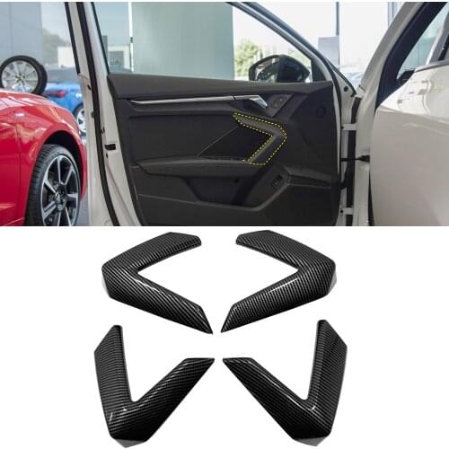 Car Accessories for Audi A3 8Y 2020 2021 2022 Carbon Fiber Printed Interior Door Armrest Handle Cover Trim