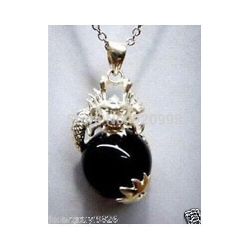 Free P&P*******beautiful dragon black Natural pendant necklace