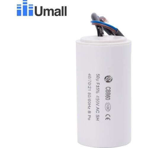 CBB60 450V AC 50uF running motor start capacitor two wires for electric washing machine air conditioners