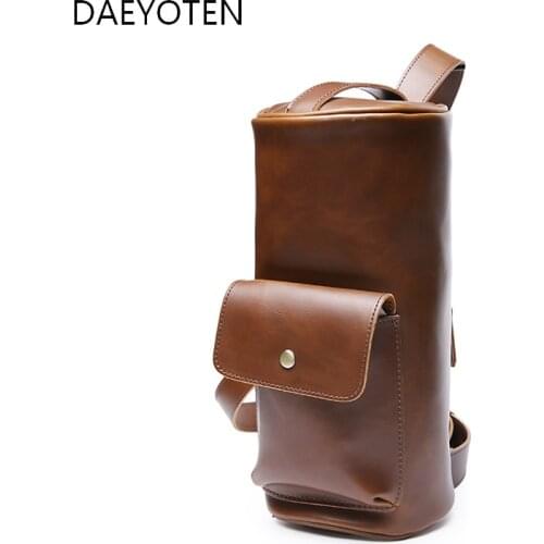 DAEYOTEN New Retro Mens Bags Casual Chest Bag Personality Cylinder Bag Fashionable Small Sling Bag Men Trendy Handbags ZM0968