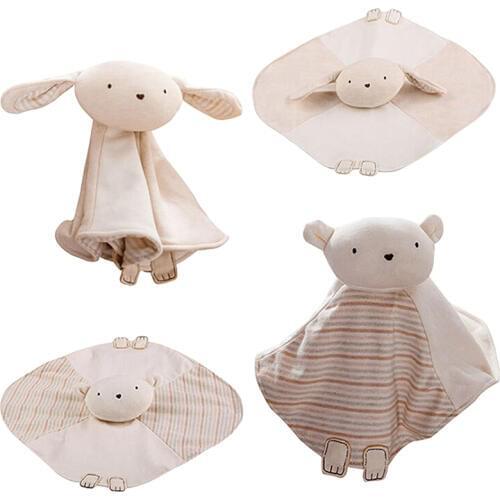 Baby Appease Soothing Puppet Soft Towel Toy Plush Animals Organic Cotton Rabbit Elephant Bear Dolls Early Learning Toys