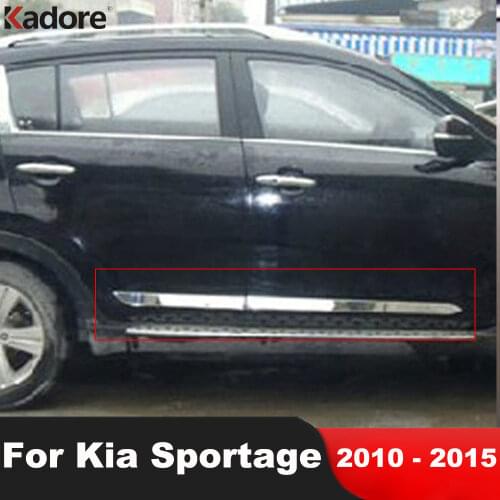 For KIA Sportage R 2010 2011 2012 2013 2014 Chrome Side Door Trim Decoration Strip Panel Hoods Car Styling Accessories 4pcs