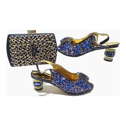 Doershow Italian Shoes With Matching Bags Set Italy African Womens Party Shoes and Bag Sets blue Color Women shoes! SGT1-16